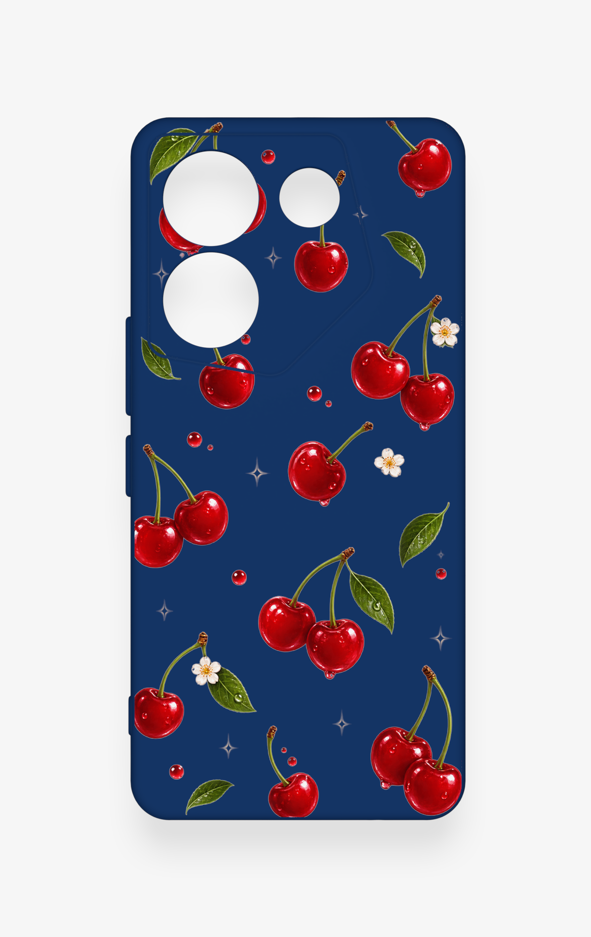Tecno Camon 20 Pro Uyumlu Kiraz Papatya Desenli Silikon Kılıf