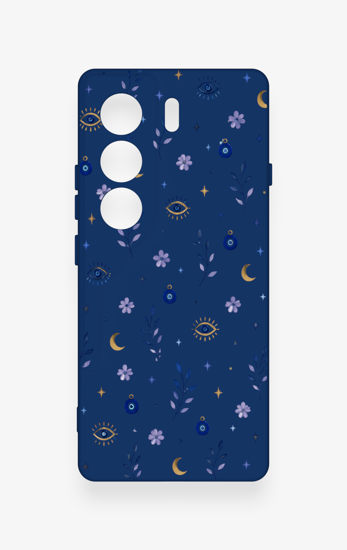 Tecno Camon 40 4G Uyumlu Mavi Nazar Papatya Desenli Silikon Kılıf