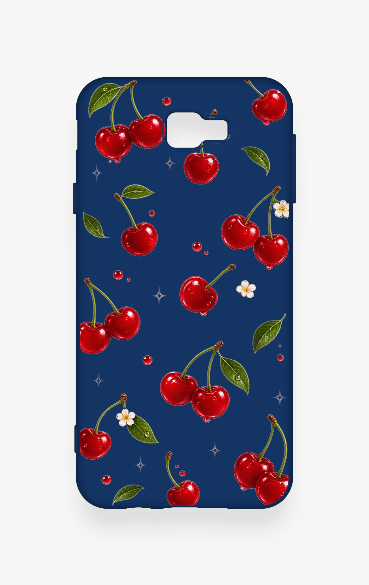 Samsung J7 Prime Uyumlu Kiraz Papatya Desenli Silikon Kılıf