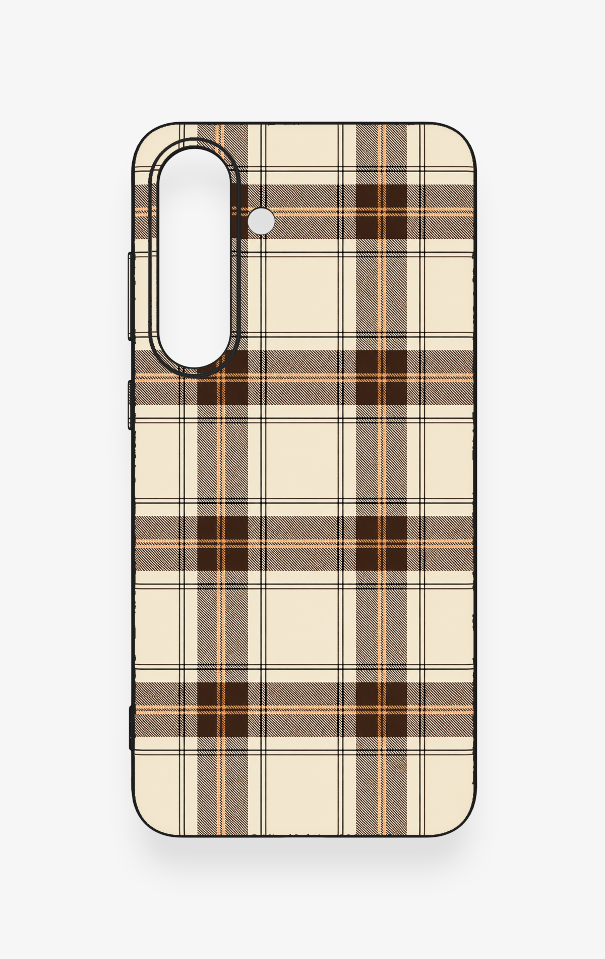 Samsung S25Fe Uyumlu Bej Kahverengi Ekose Desenli Silikon Kılıf