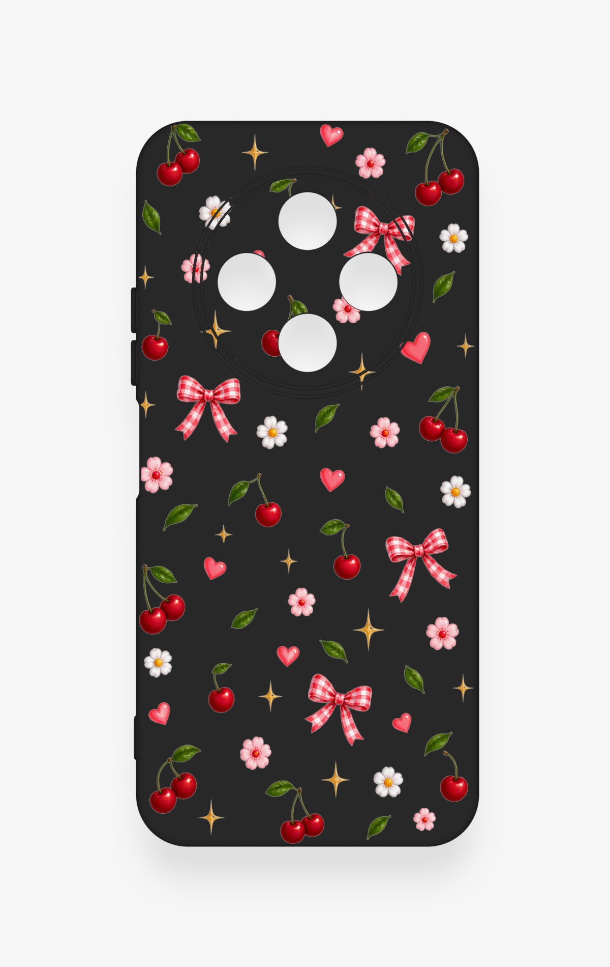 Tecno Spark 30C Uyumlu Papatya Kiraz Fiyonk Desenli Silikon Kılıf