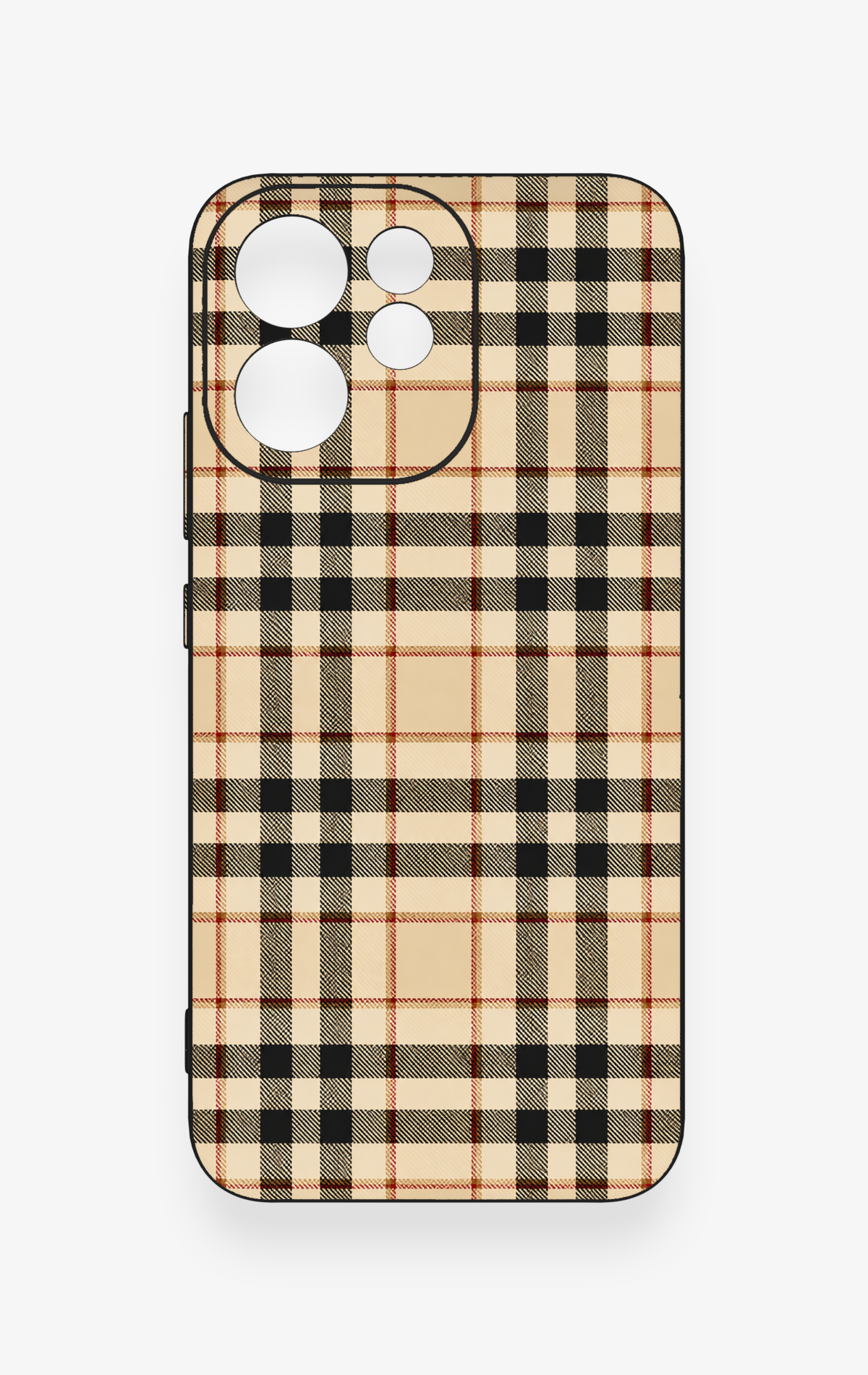 Oppo Reno 15F Uyumlu Karamel Siyah Ekose Desenli Silikon Kılıf