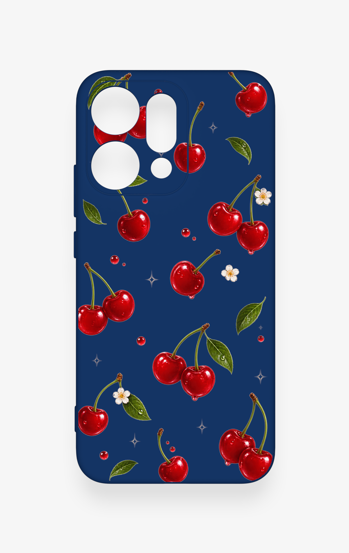 Oppo Reno 14 Uyumlu Kiraz Papatya Desenli Silikon Kılıf