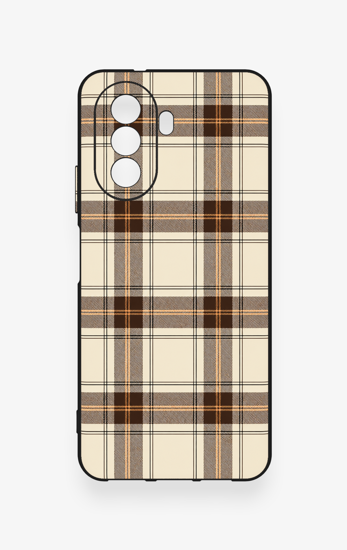 Huawei Nova Y70 Uyumlu Bej Kahverengi Ekose Desenli Silikon Kılıf
