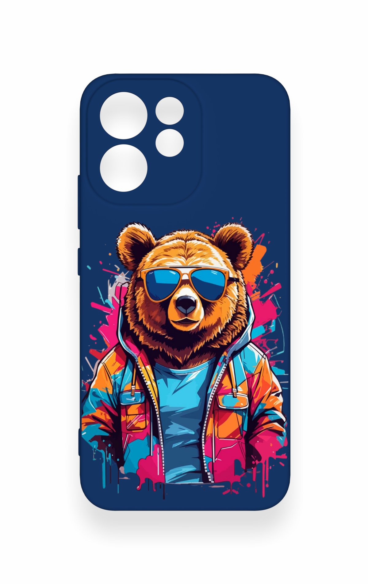 Oppo Reno 15F Uyumlu Gözlüklü Ayı Desenli Silikon Kılıf