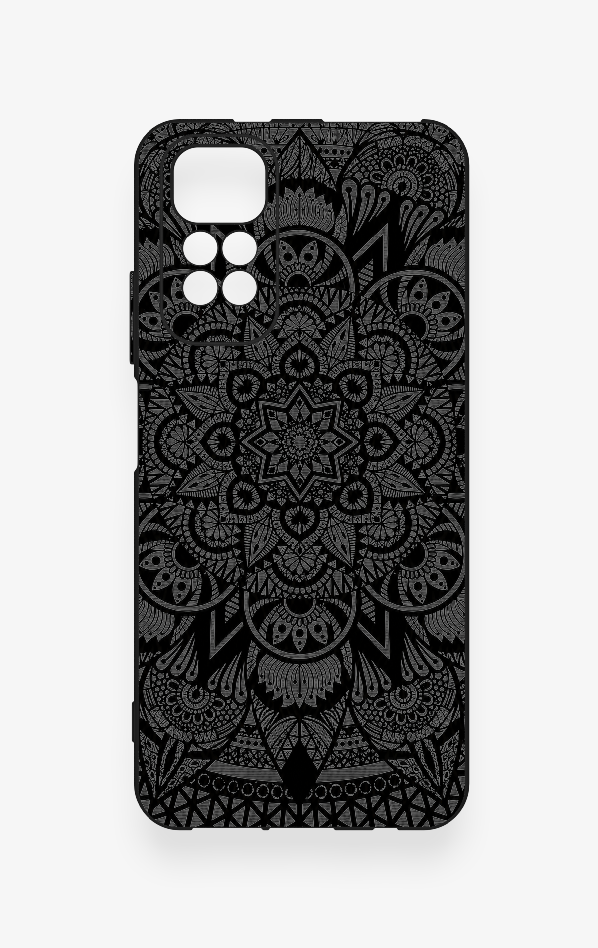 Redmi Note 11S Uyumlu Siyah Beyaz Mandala Desenli Silikon Kılıf