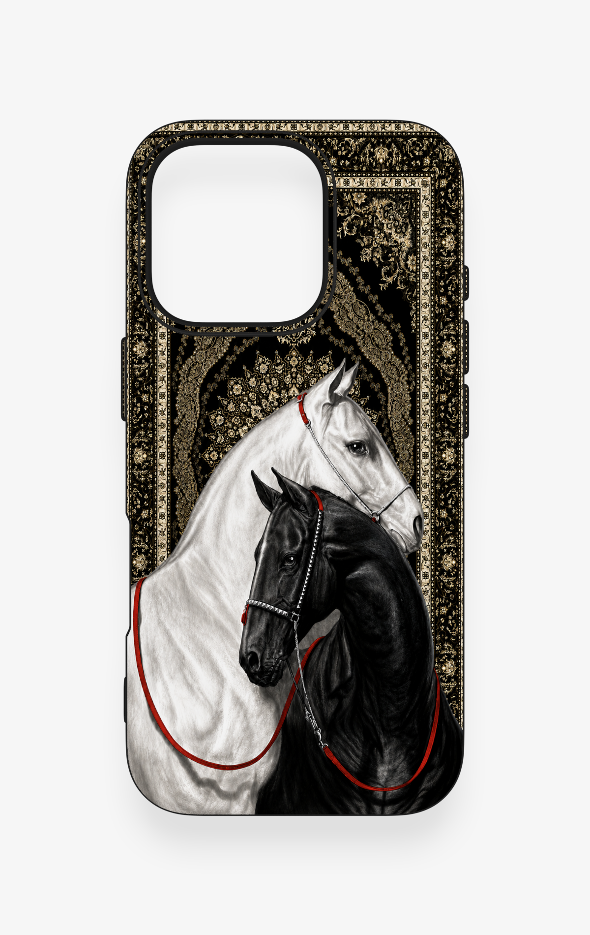 iPhone 16 Pro Uyumlu Asil Sevgili Atlar Desenli Silikon Kılıf