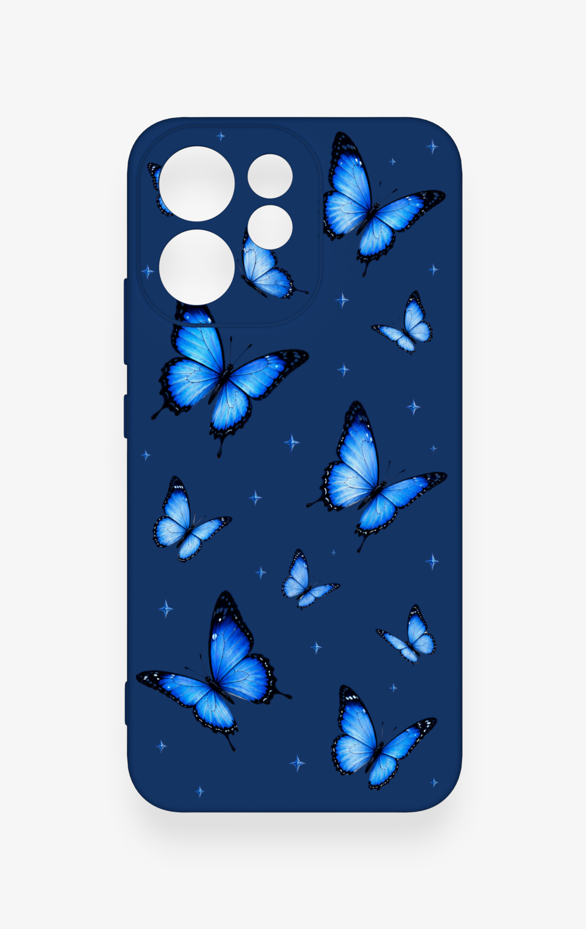 Oppo Reno 15F Uyumlu Parlak Mavi Kelebek Desenli Silikon Kılıf