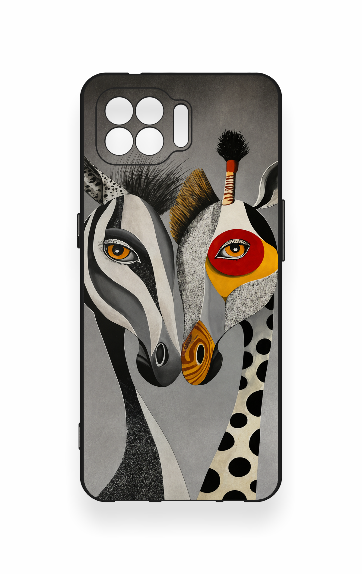 Oppo Reno 4 Lite Uyumlu Zebra ve Zürafa Desenli Silikon Kılıf
