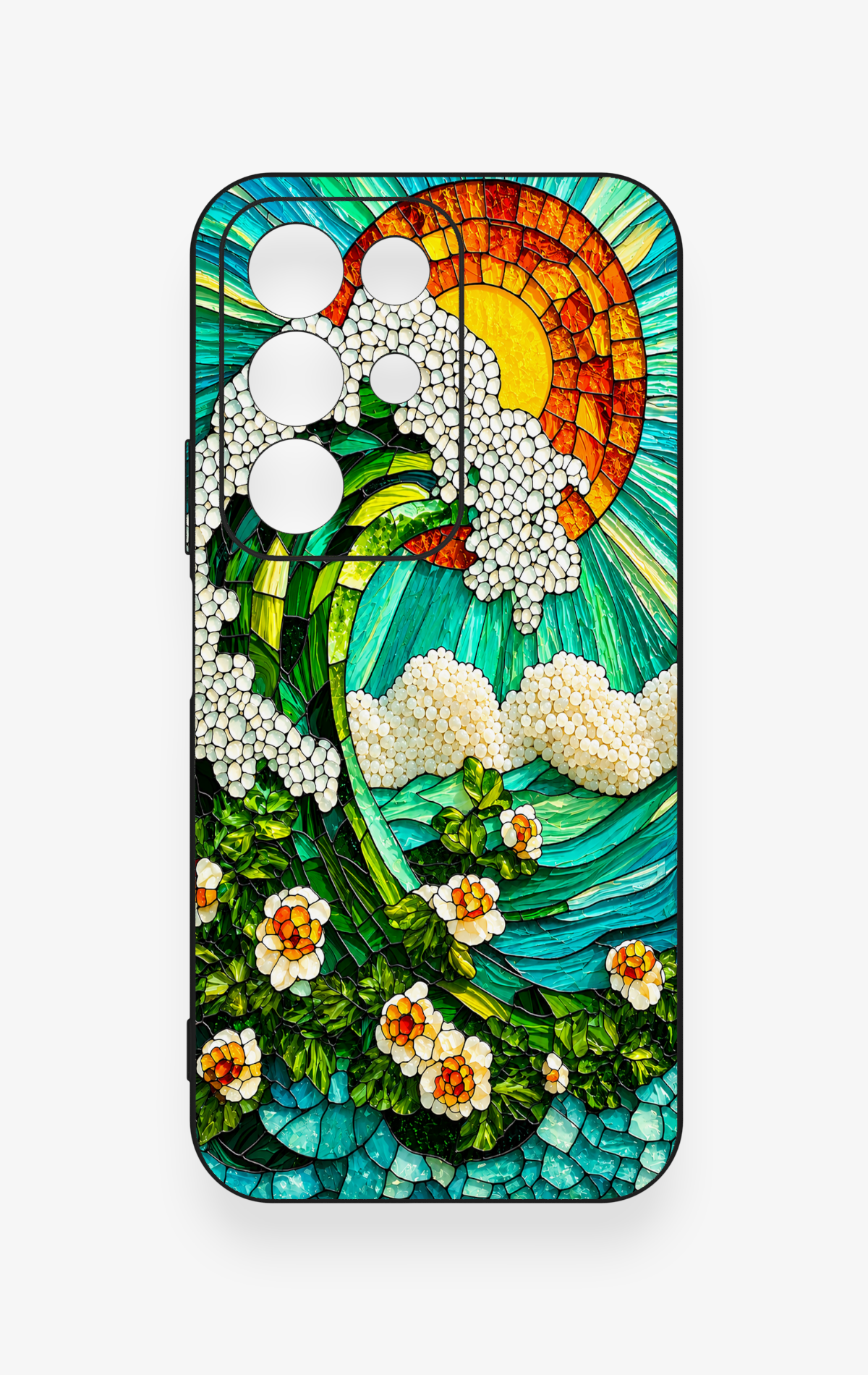 Realme C85 5G Uyumlu Mozaik Okyanus Dalgası Desenli Silikon Kılıf