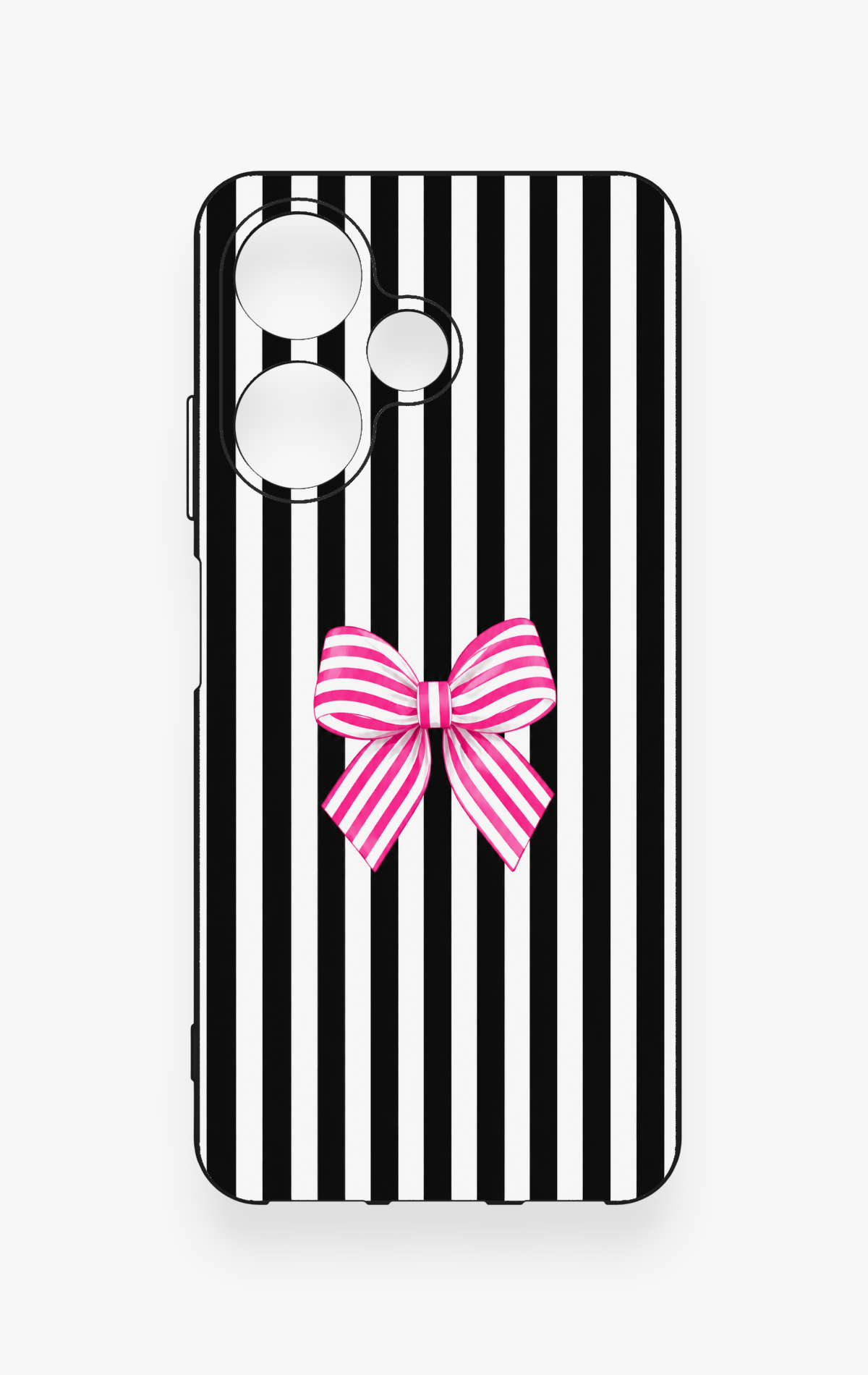 İnfinix Hot 30i Uyumlu Pembe Beyaz Kurdele Desenli Silikon Kılıf