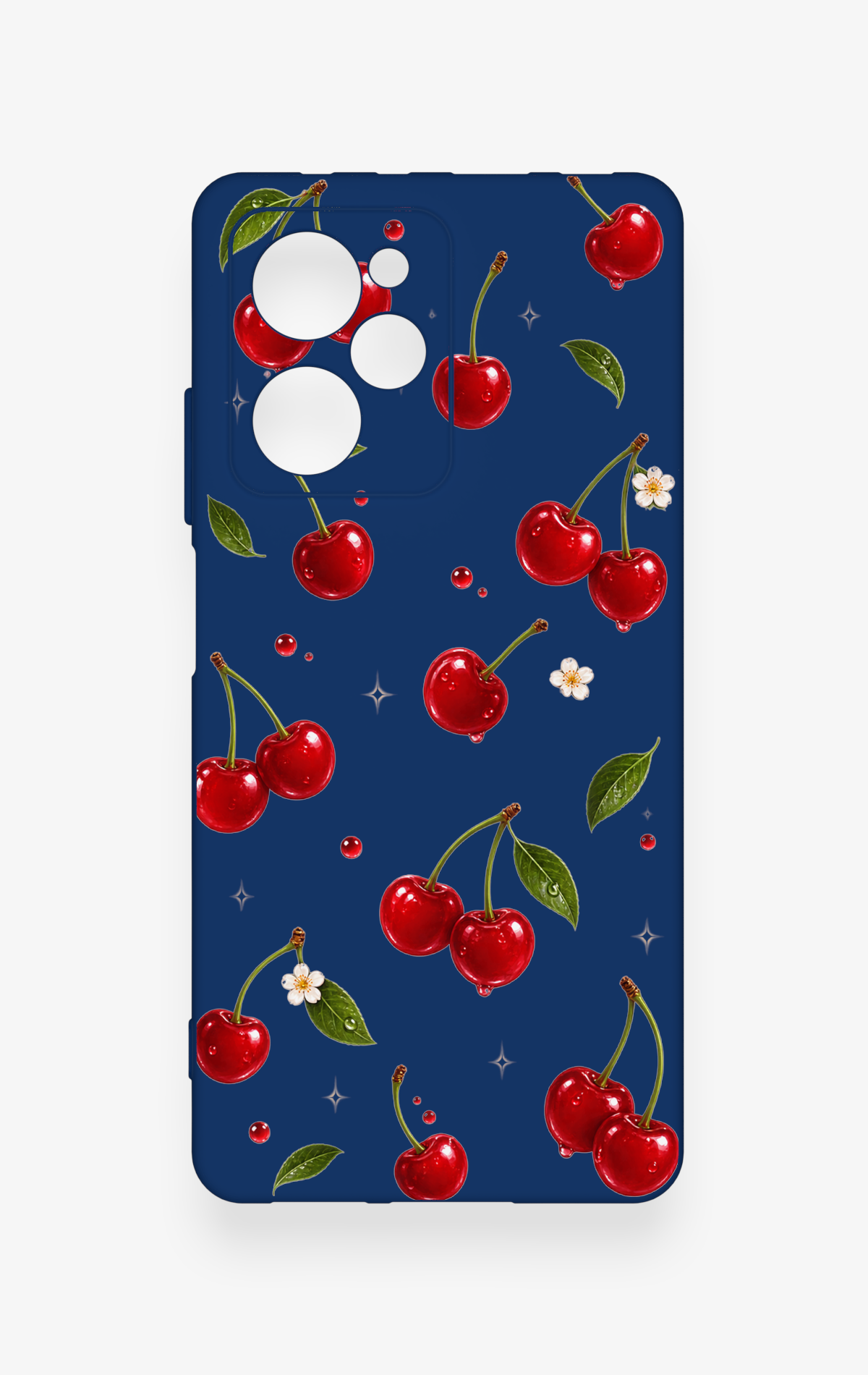 Poco X5 Pro Uyumlu Kiraz Papatya Desenli Silikon Kılıf