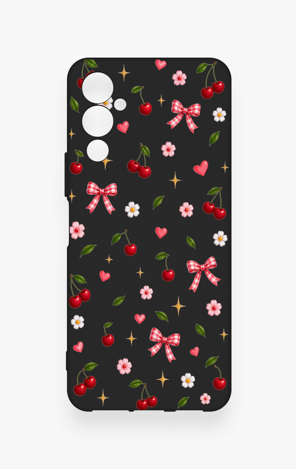 Tecno Pova Neo 4 Uyumlu Papatya Kiraz Fiyonk Desenli Silikon Kılıf