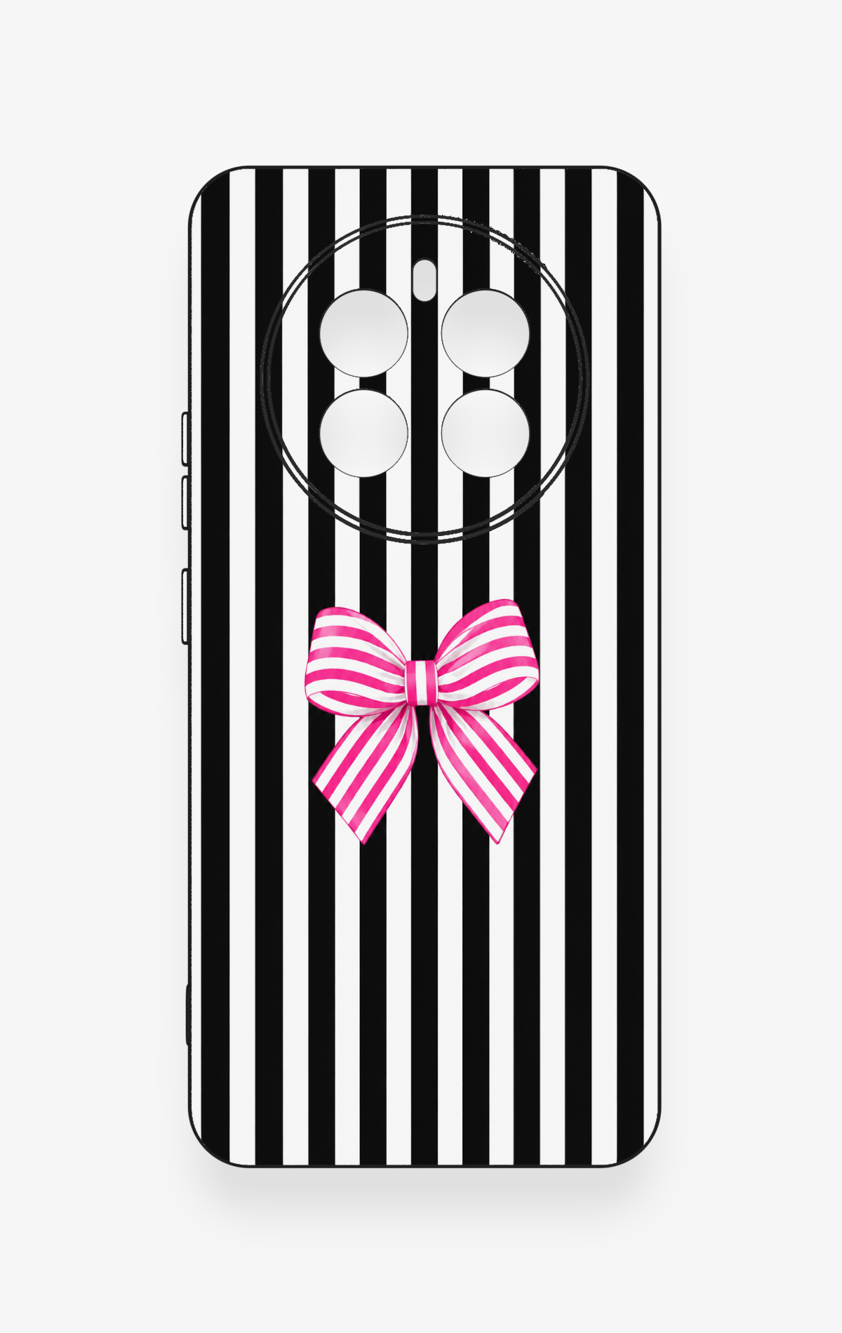 Realme 12 4G Uyumlu Pembe Beyaz Kurdele Desenli Silikon Kılıf