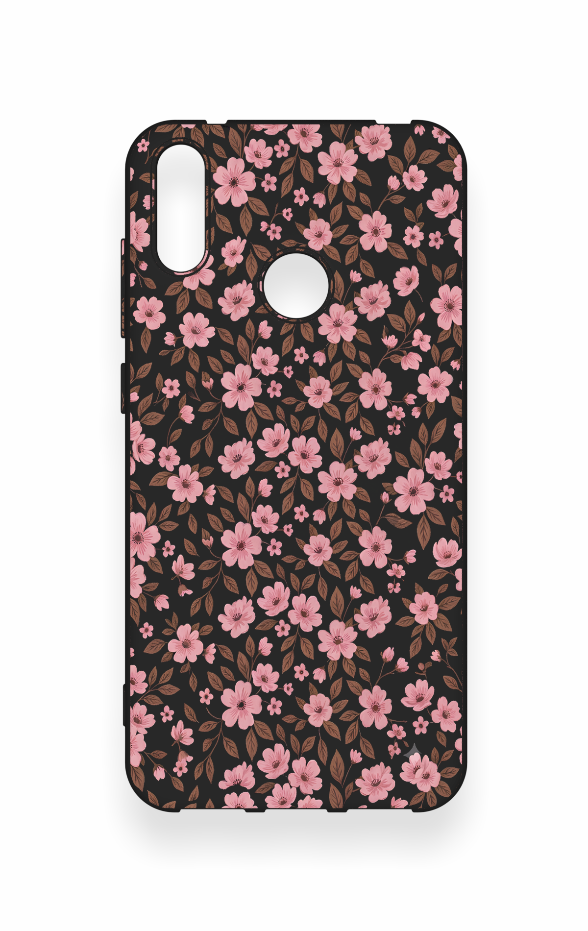 Huawei Y7 2019 Uyumlu Mini Pembe Çiçek Desenli Silikon Kılıf