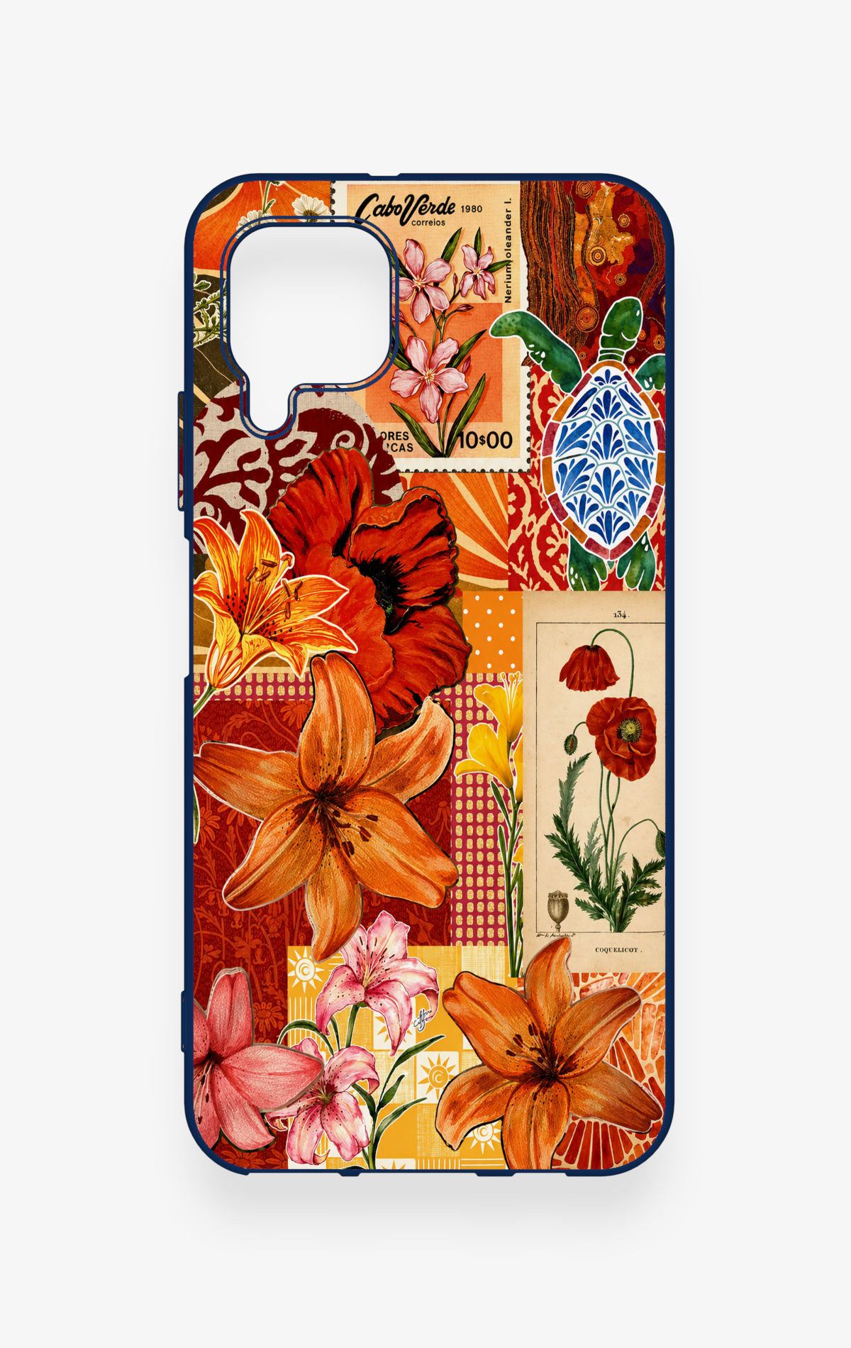Huawei P40 Lite Uyumlu Turuncu Zambak Desenli Silikon Kılıf