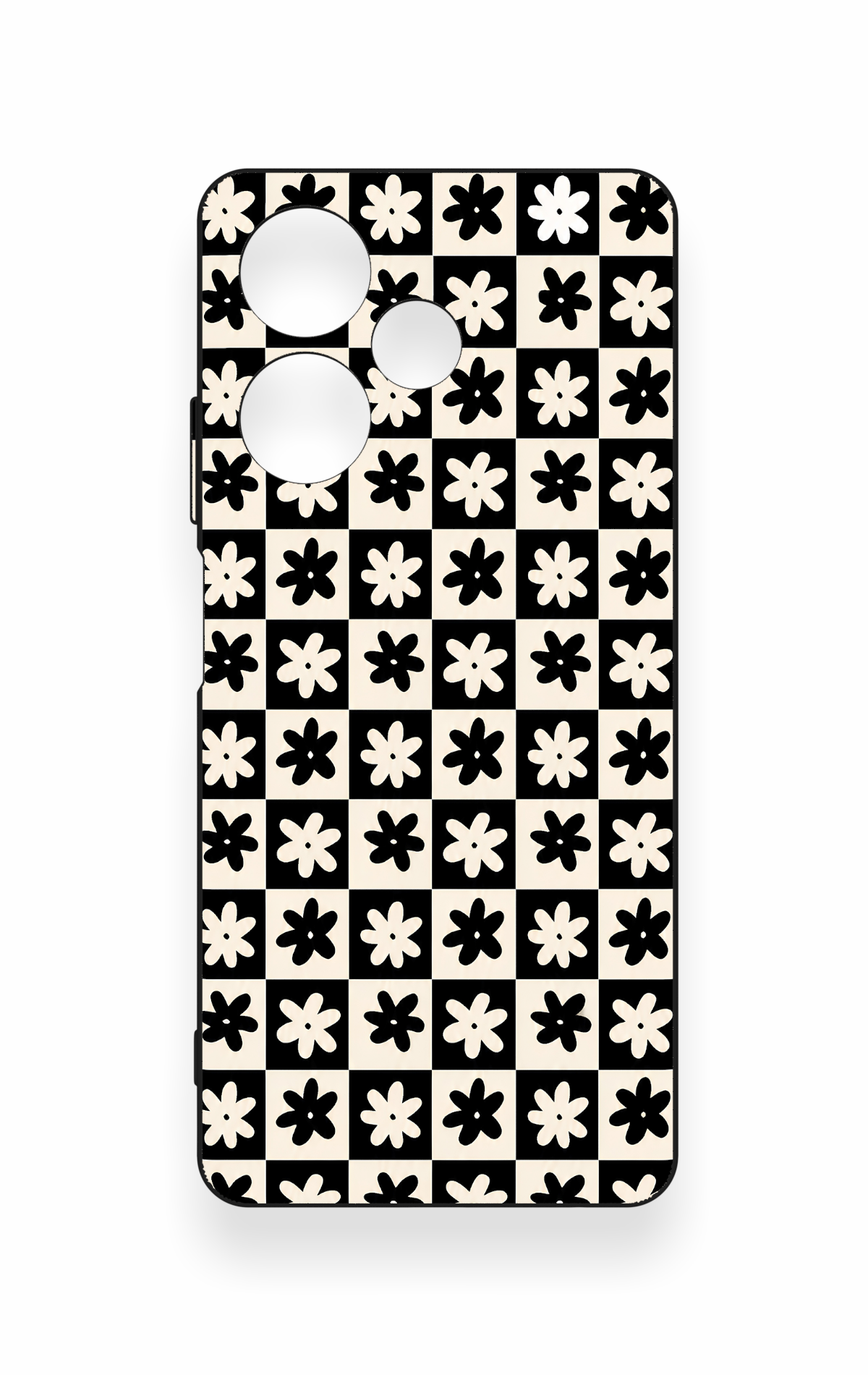 İnfinix Hot 30 Uyumlu Çiçek Motifli Dama Desenli Silikon Kılıf