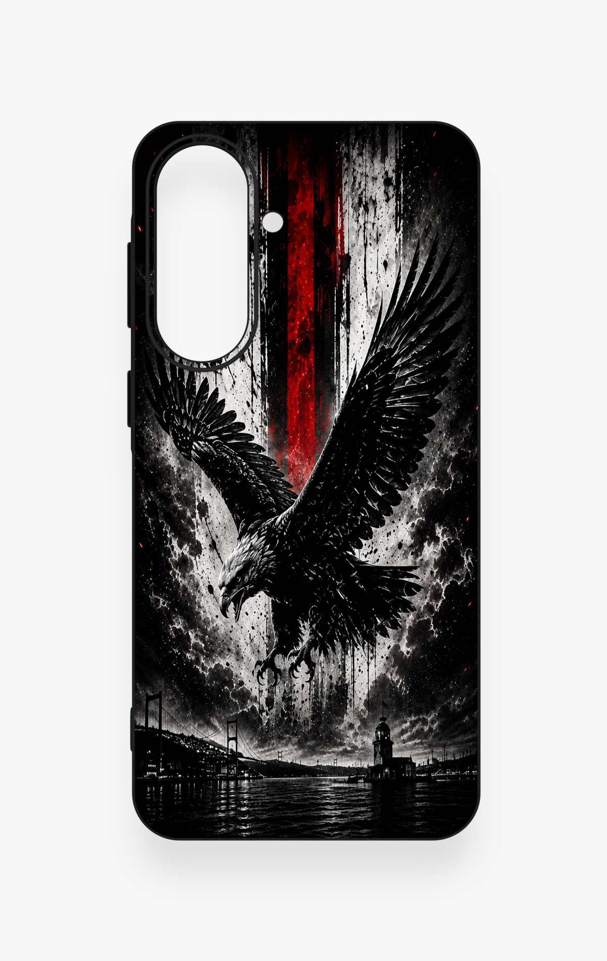 Samsung A57 Uyumlu Kara Kartal Desenli Silikon Kılıf