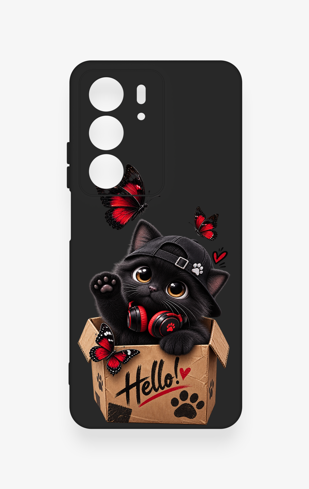 Realme C75 Uyumlu Hello Cat Desenli Silikon Kılıf