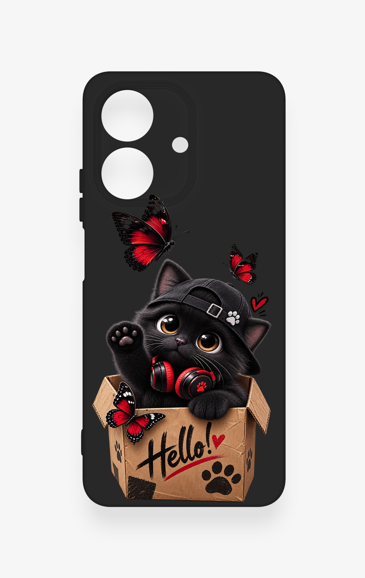 Realme Note 60 Uyumlu Hello Cat Desenli Silikon Kılıf