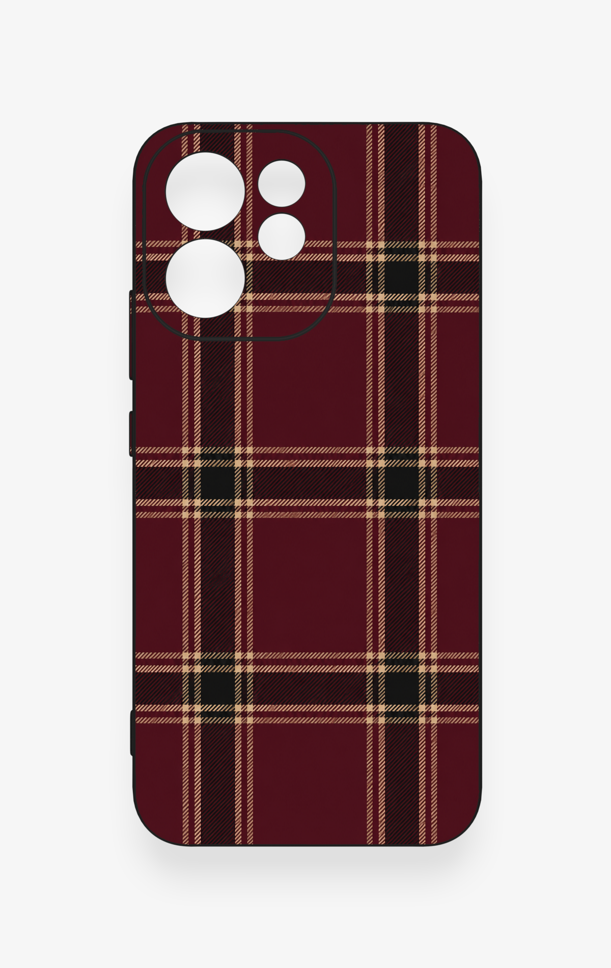Oppo Reno 15F Uyumlu Bordo Siyah Ekose Desenli Silikon Kılıf