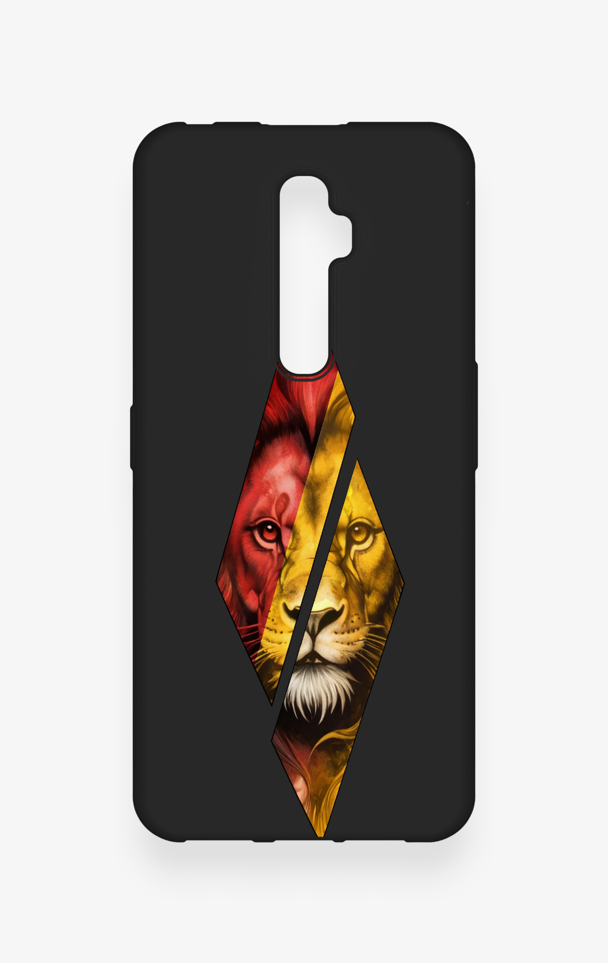 Oppo Reno 2Z Uyumlu Kesik Aslan Desenli Silikon Kılıf