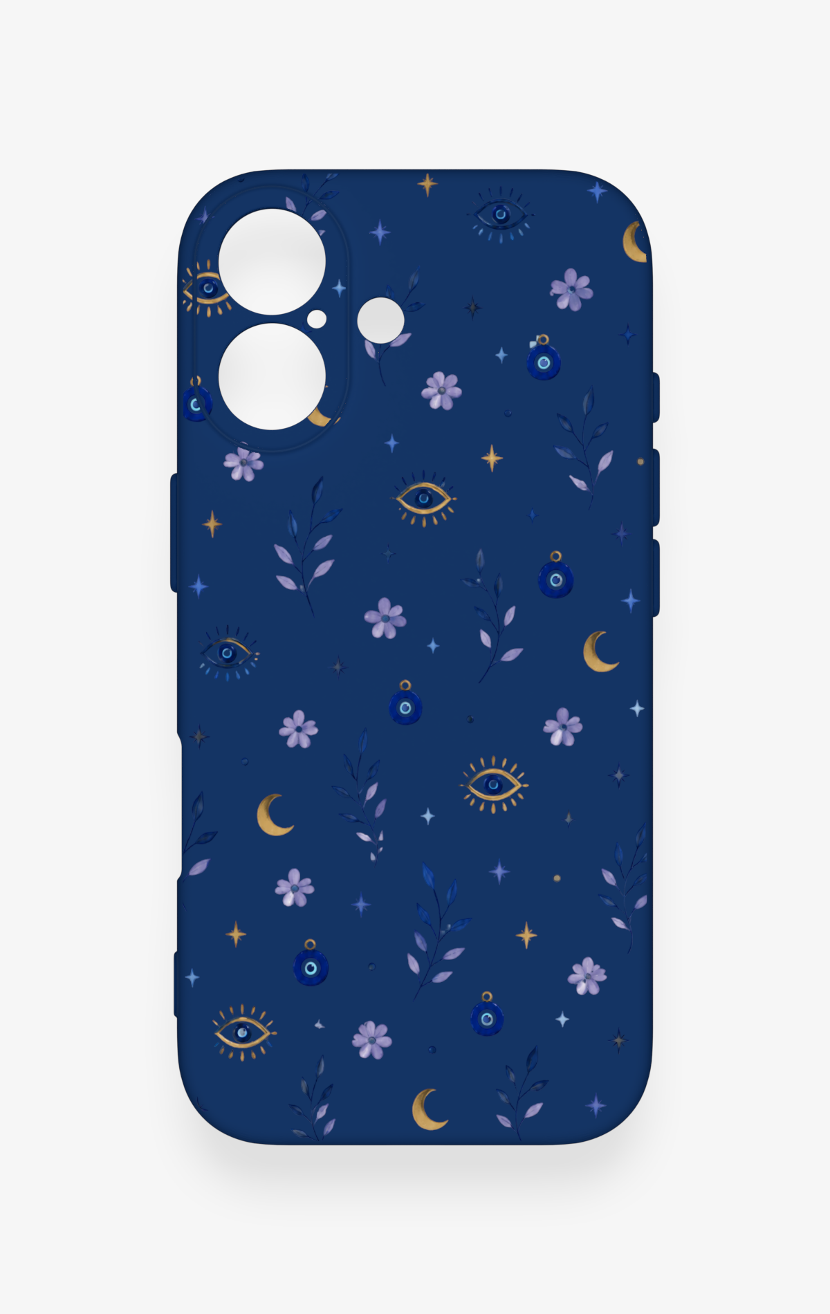 iPhone 17 Uyumlu Mavi Nazar Papatya Desenli Silikon Kılıf