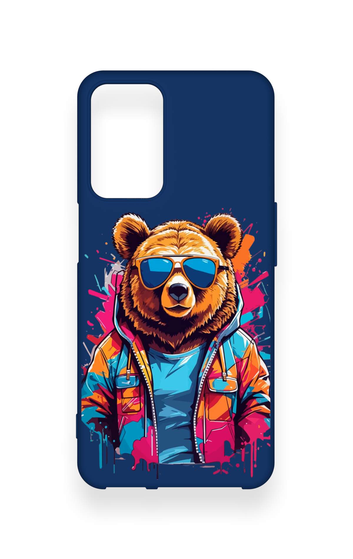 Oppo A16 Uyumlu Gözlüklü Ayı Desenli Silikon Kılıf