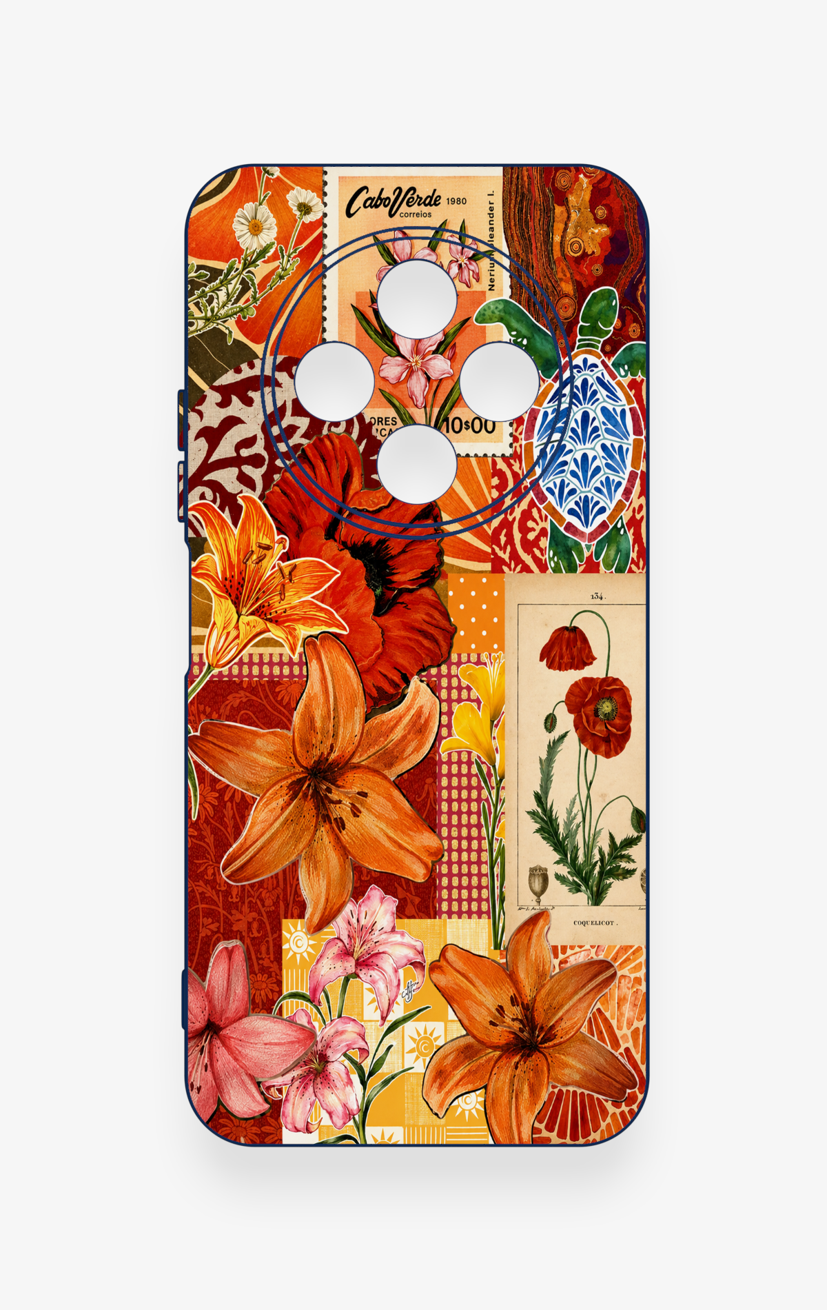 Tecno Spark 30C Uyumlu Turuncu Zambak Desenli Silikon Kılıf