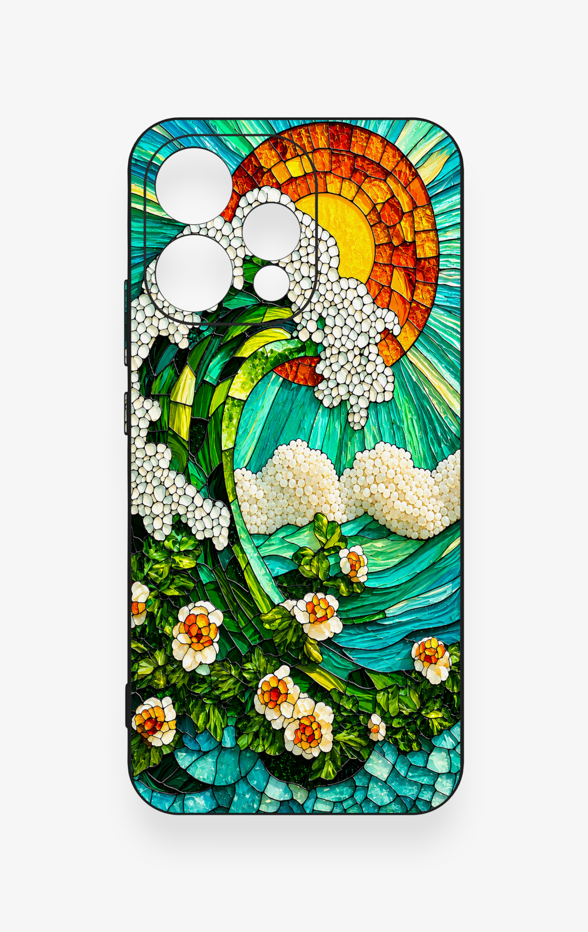 Oppo Reno 15 5G Uyumlu Mozaik Okyanus Dalgası Desenli Silikon Kılıf