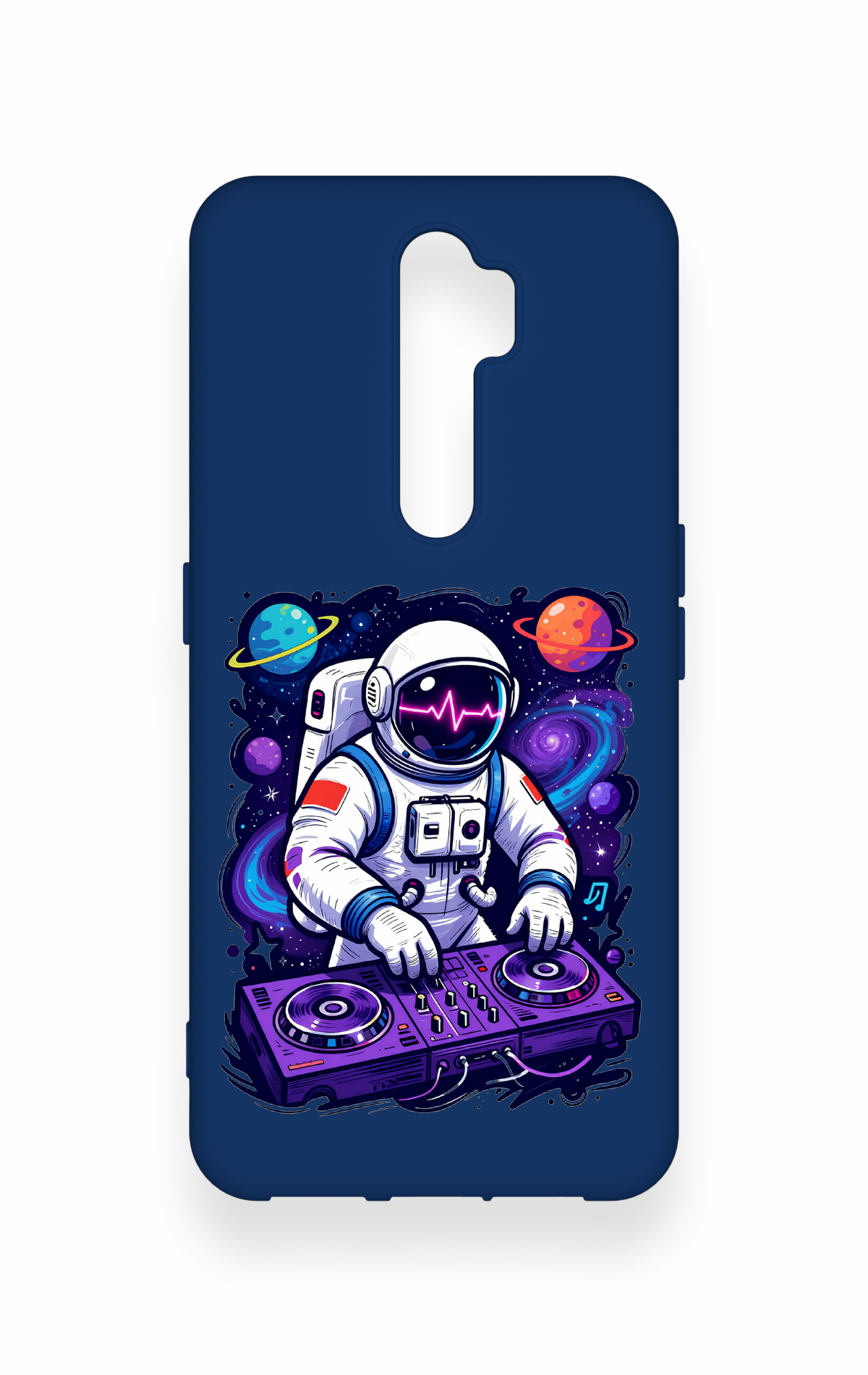 Oppo A5 2020 Uyumlu Astronot DJ Desenli Silikon Kılıf