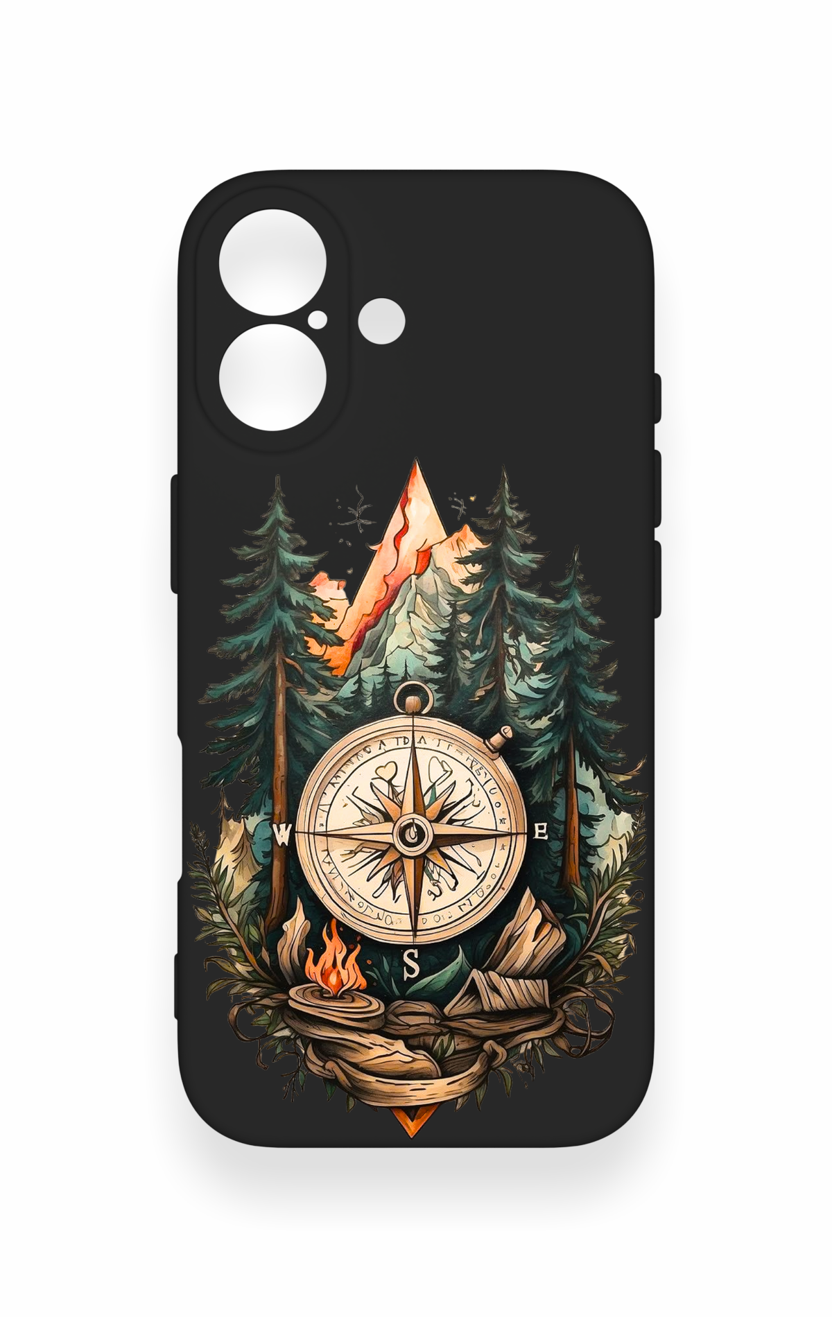 iPhone 17 Uyumlu Pusula Orman Desenli Silikon Kılıf