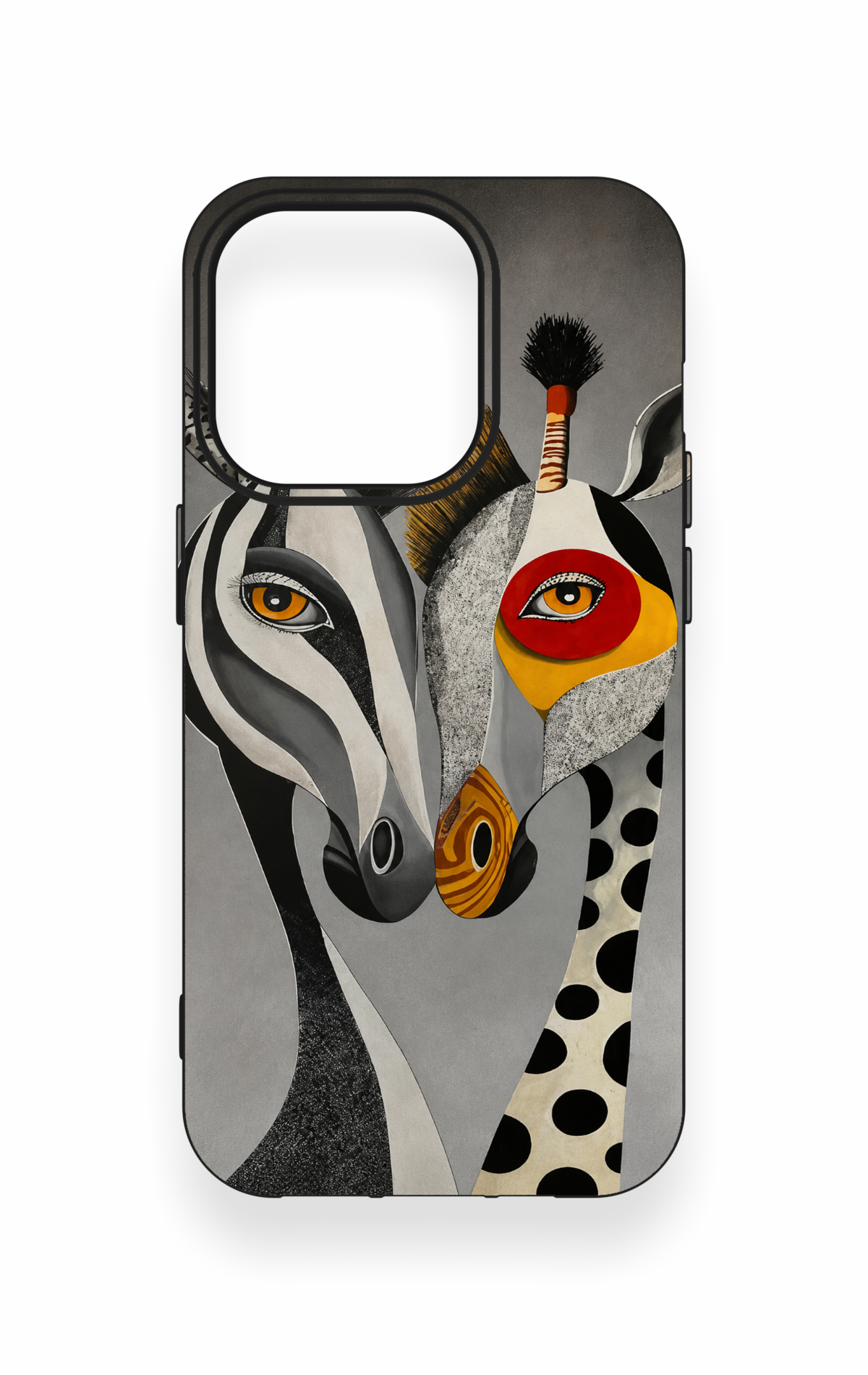 iPhone 14 Pro Uyumlu Zebra ve Zürafa Desenli Silikon Kılıf