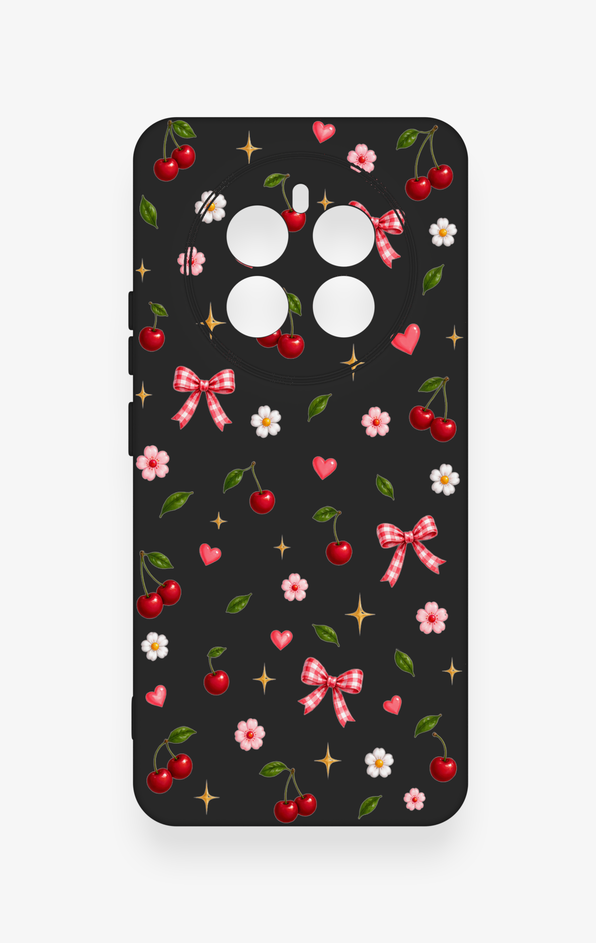 Realme 12 4G Uyumlu Papatya Kiraz Fiyonk Desenli Silikon Kılıf