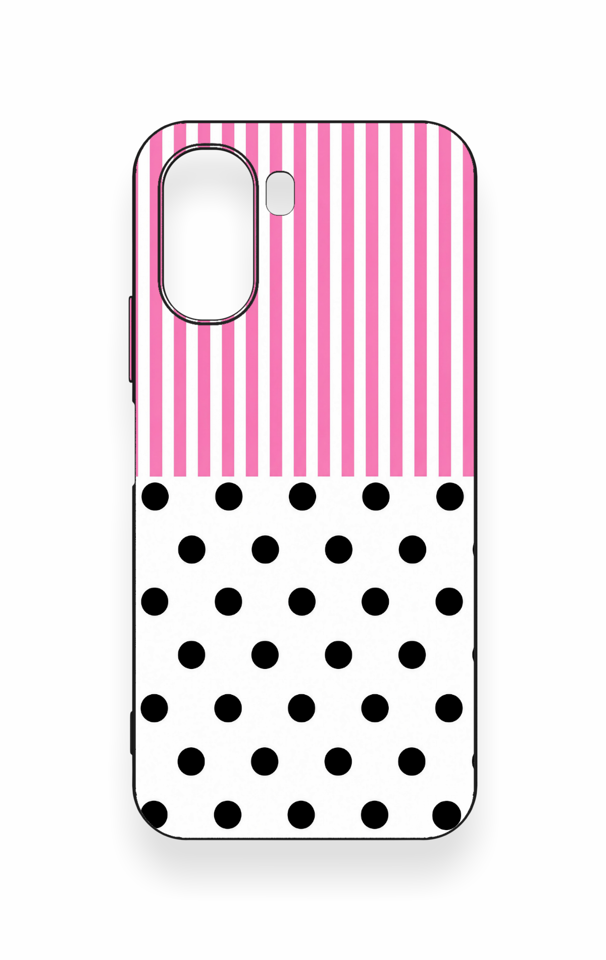 Oppo A6T Uyumlu Pembe Çizgili Puantiye Desenli Silikon Kılıf