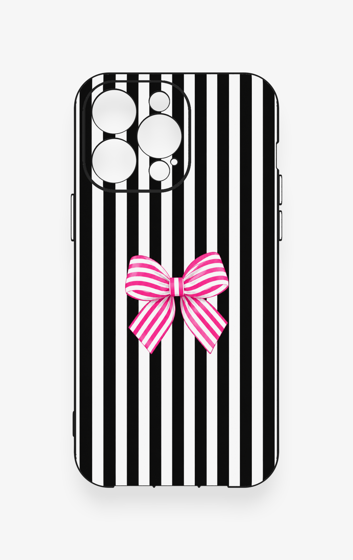 iPhone 13 Pro Max Uyumlu Pembe Beyaz Kurdele Desenli Silikon Kılıf
