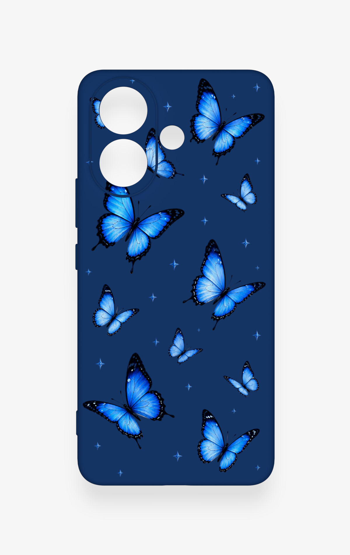 Vivo V60 Lite Uyumlu Parlak Mavi Kelebek Desenli Silikon Kılıf