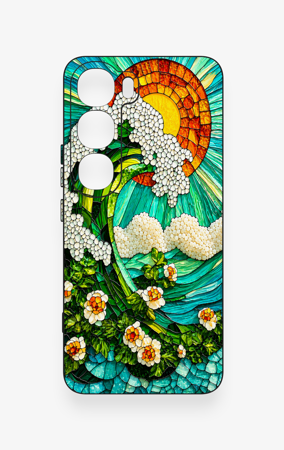 Vivo V40 Lite 5G Uyumlu Mozaik Okyanus Dalgası Desenli Silikon Kılıf