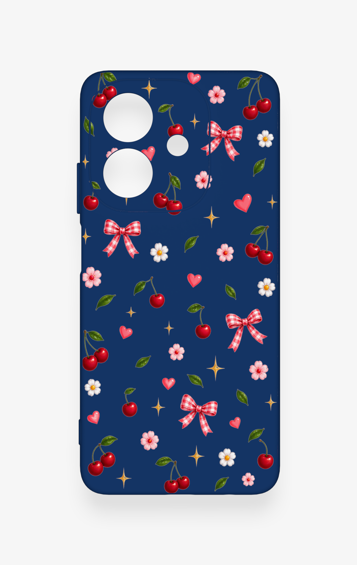 Oppo A3 Uyumlu Çiçek Kiraz Fiyonk Desenli Silikon Kılıf