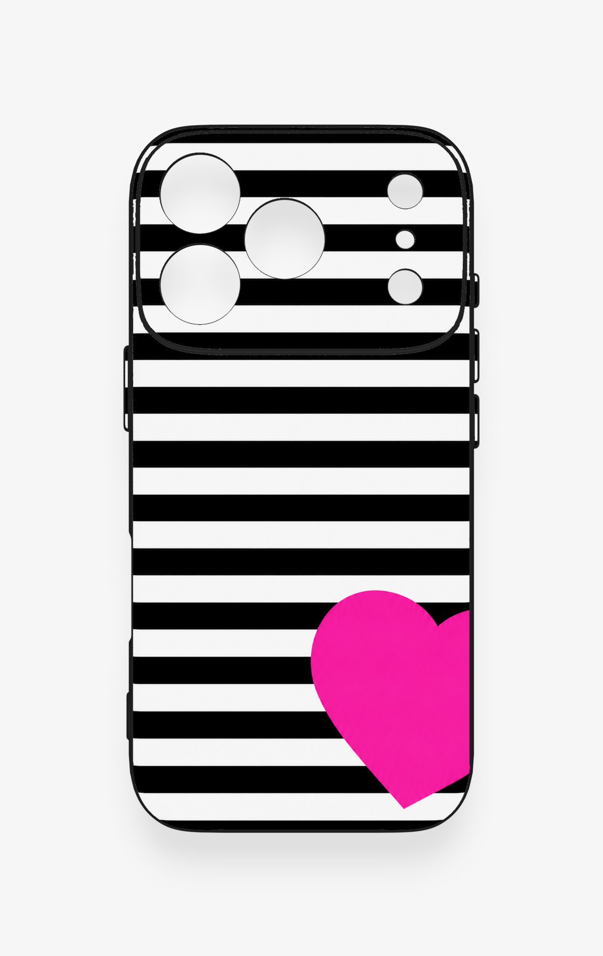 iPhone 17 Pro Uyumlu Çizgili Kalp Desenli Silikon Kılıf