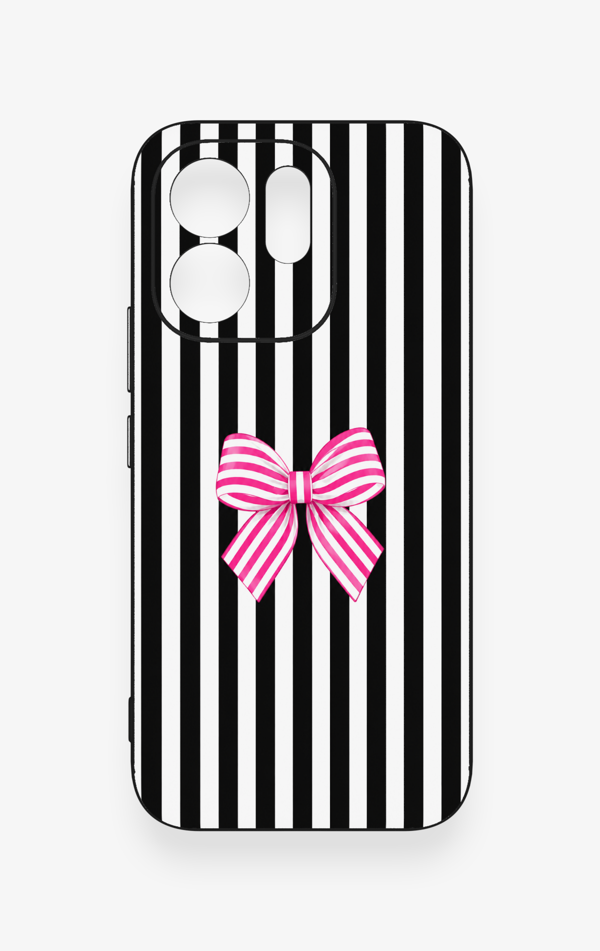 Vivo V70 5G Uyumlu Pembe Beyaz Kurdele Desenli Silikon Kılıf