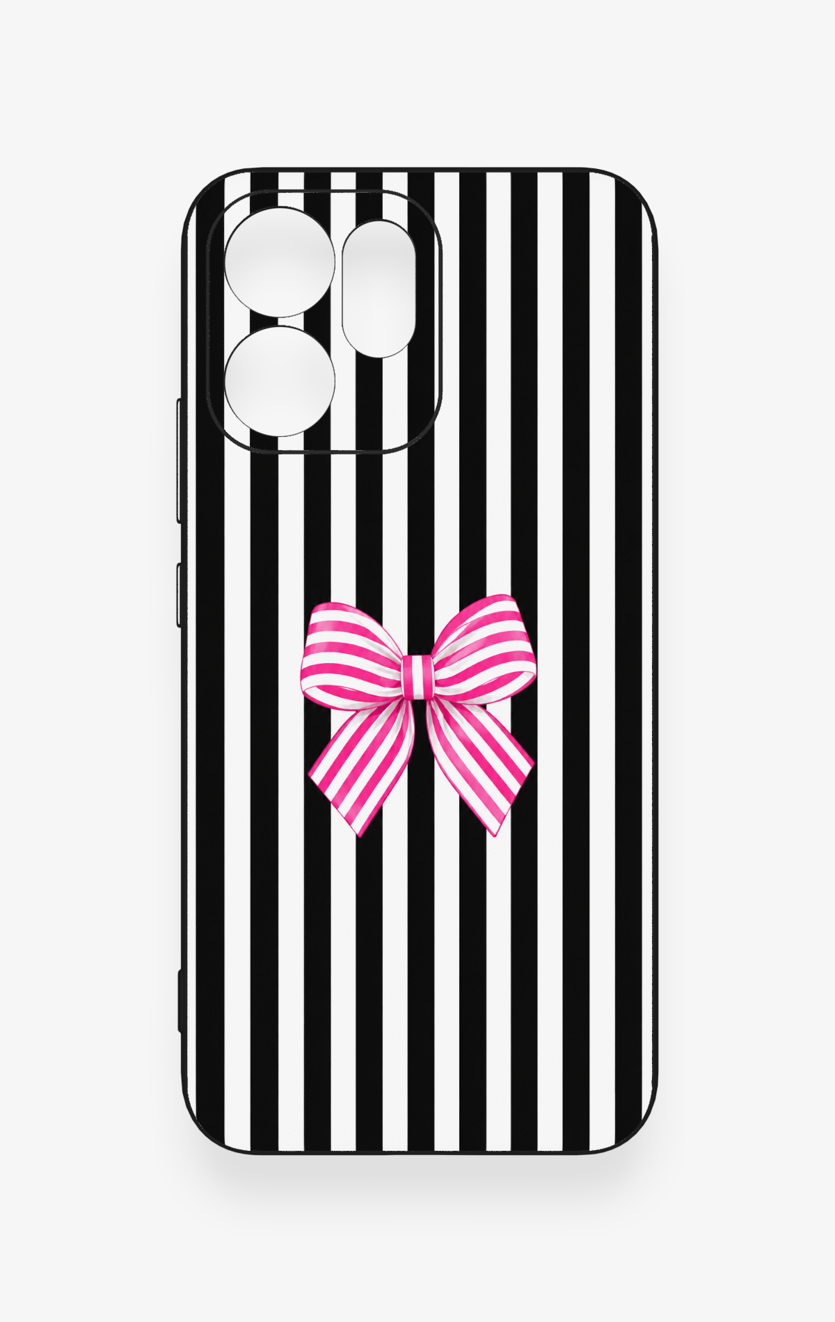 Oppo Reno 14F Uyumlu Pembe Beyaz Kurdele Desenli Silikon Kılıf