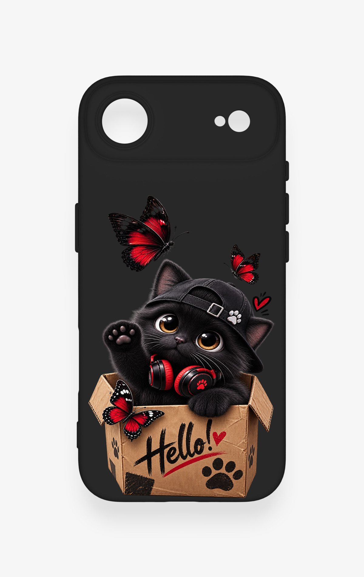 iPhone 17 Air Uyumlu Hello Cat Desenli Silikon Kılıf