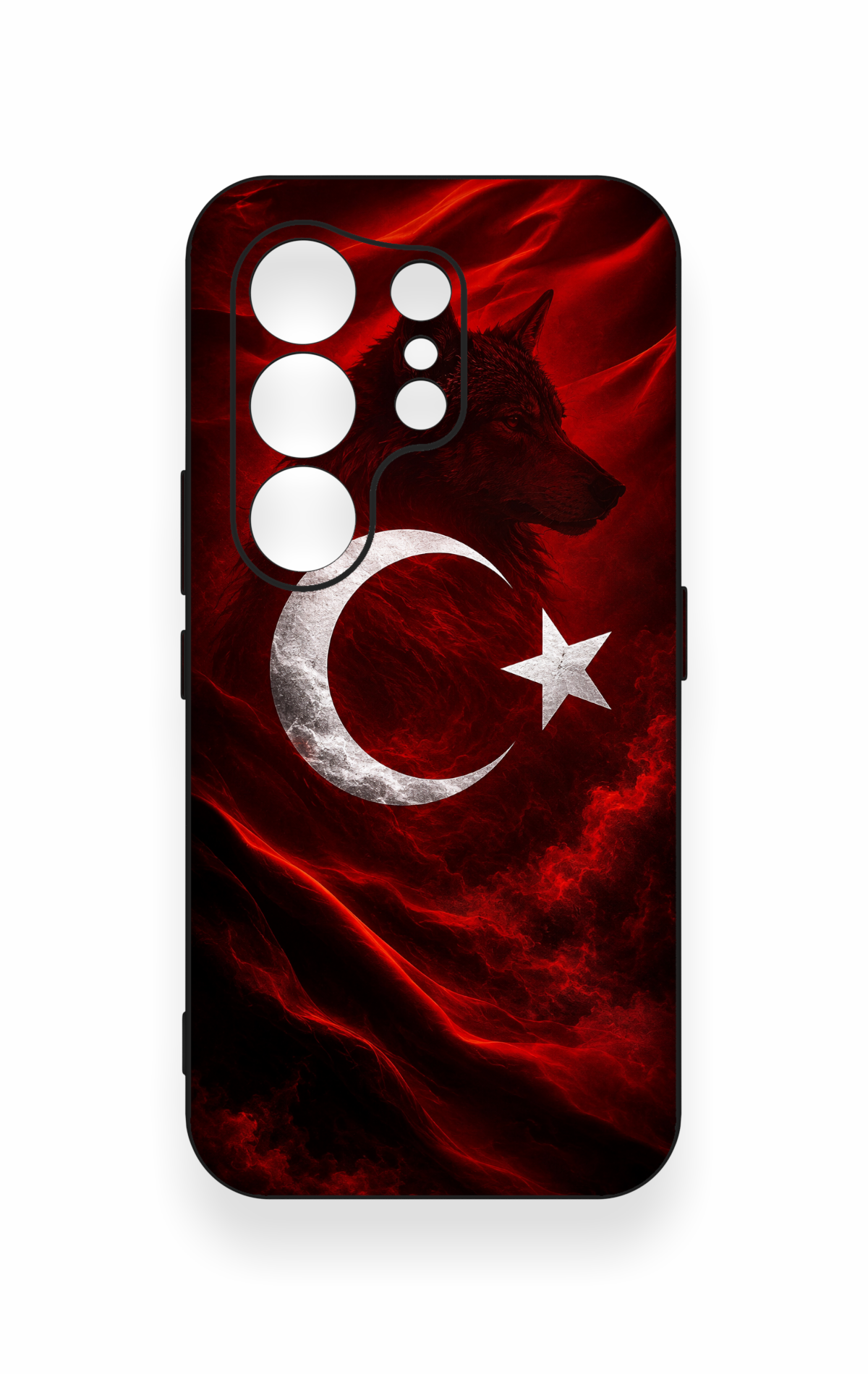 Tecno Camon 50 4G Uyumlu Kurt Türk Bayrağı Desenli Silikon Kılıf