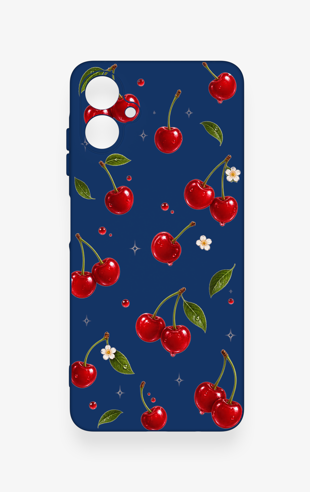 Samsung A06 Uyumlu Kiraz Papatya Desenli Silikon Kılıf