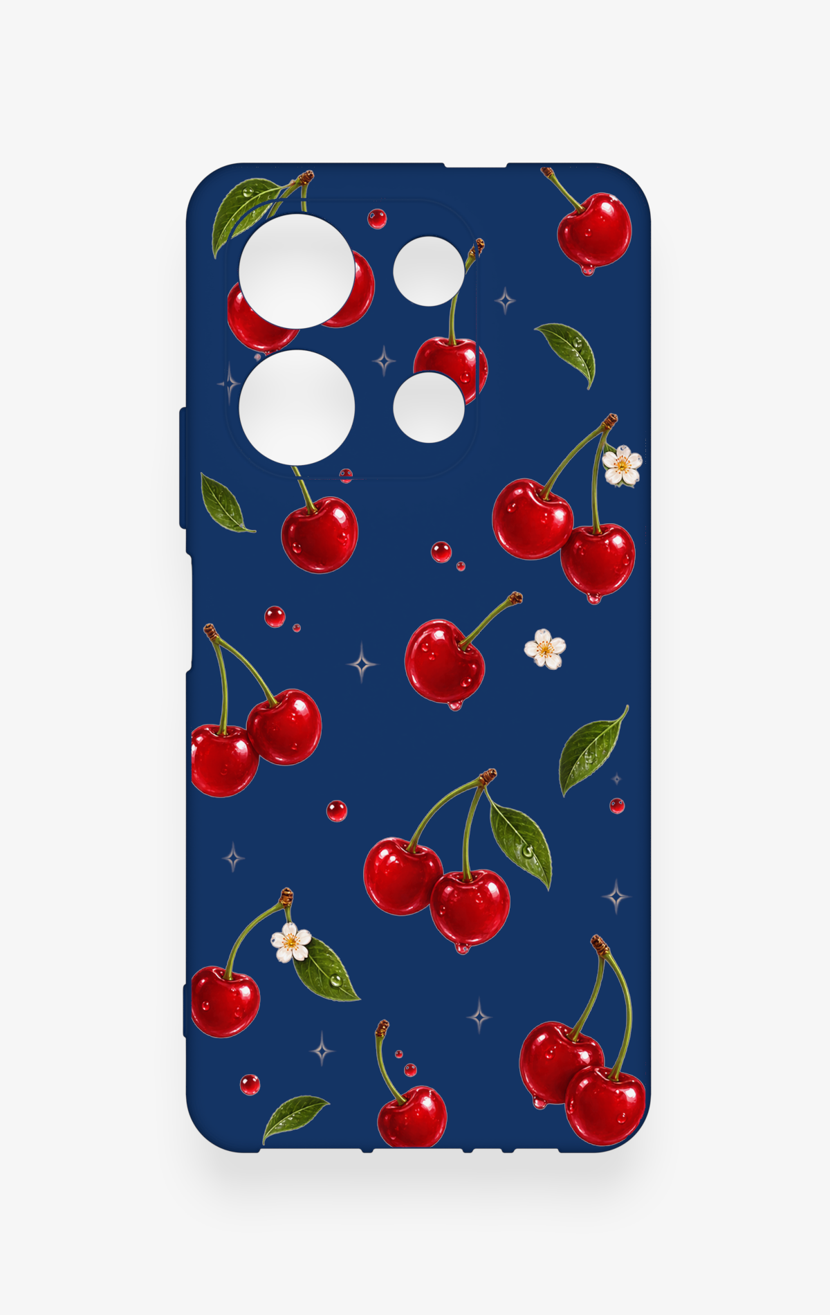 İnfinix Note 30 Uyumlu Kiraz Papatya Desenli Silikon Kılıf