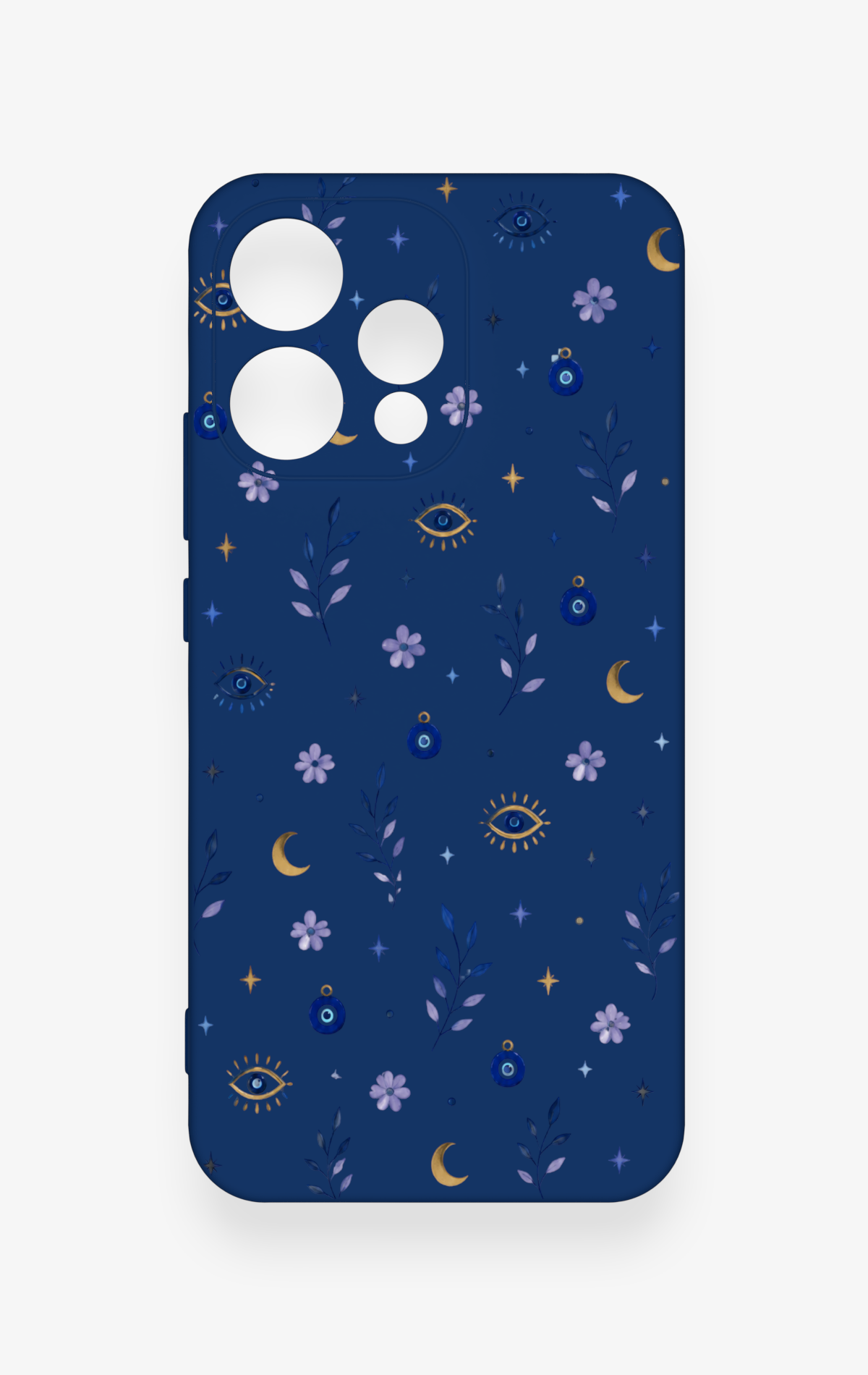 Oppo Reno 15 5G Uyumlu Mavi Nazar Papatya Desenli Silikon Kılıf