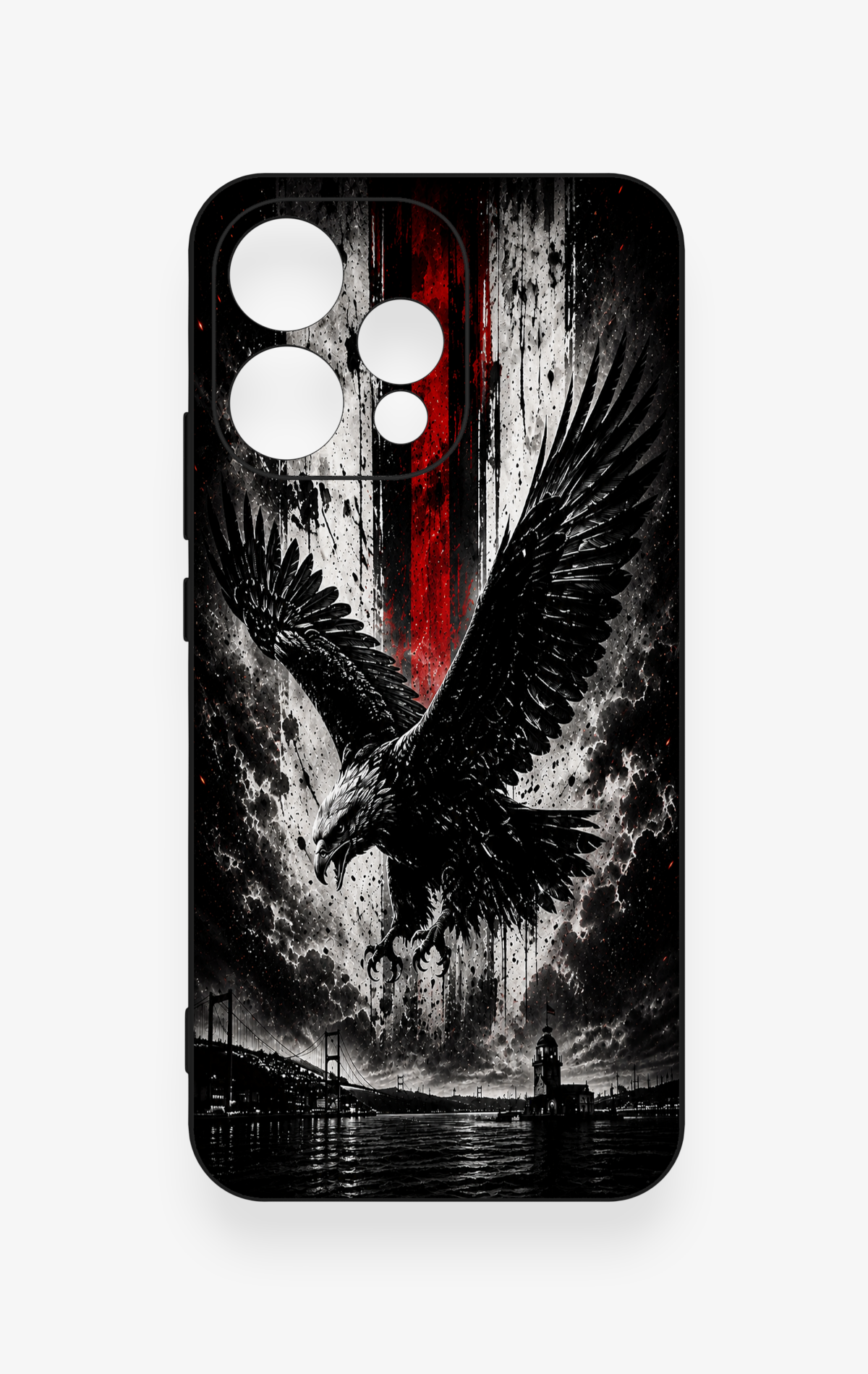 Oppo Reno 15 5G Uyumlu Kara Kartal Desenli Silikon Kılıf