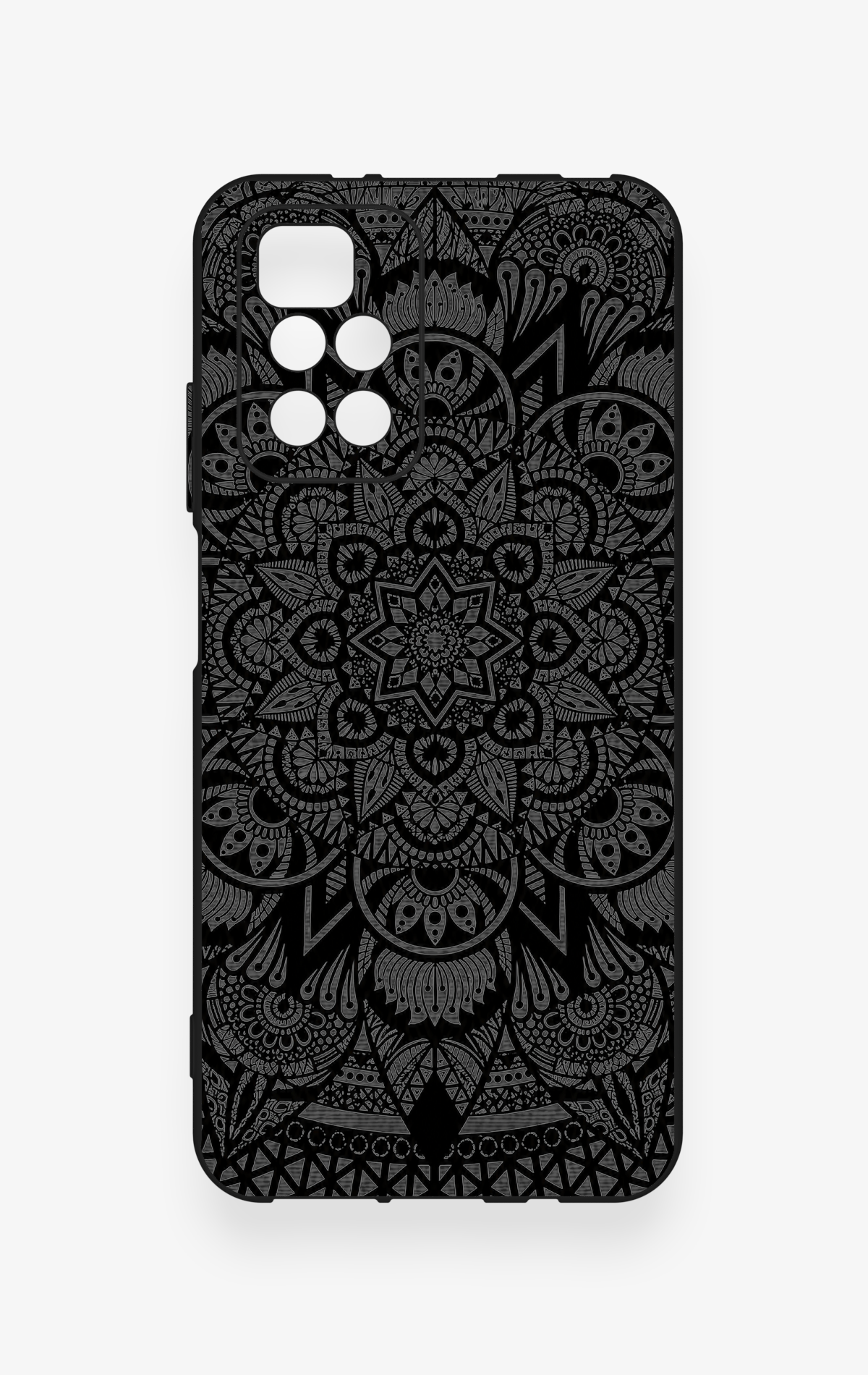 Redmi 10 2022 Uyumlu Siyah Beyaz Mandala Desenli Silikon Kılıf