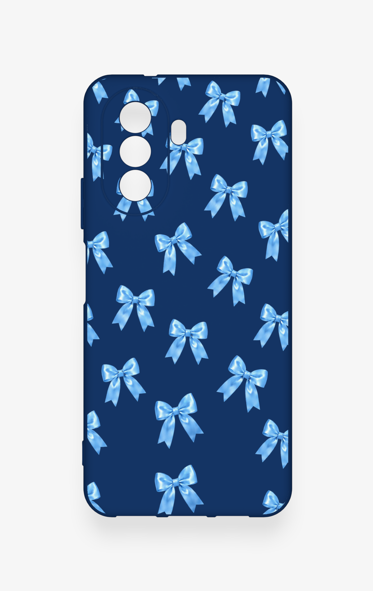 Huawei Nova Y70 Uyumlu Mavi Fiyonk Kurdele Desenli Silikon Kılıf